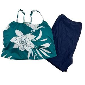 Swimsuits for all & Cacique swim tankini & shorts 2 piece swim suit plus size 24